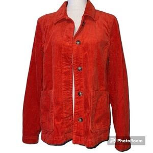 LOFT OUTLET size medium orange corduroy jacket 5 button front with pockets NWT